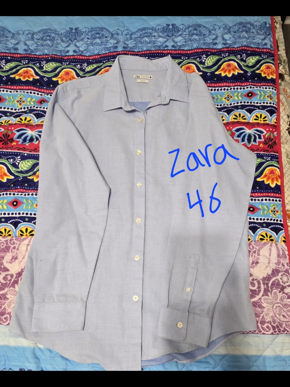 Zara Pale Blue Long-Sleeve Button Shirt